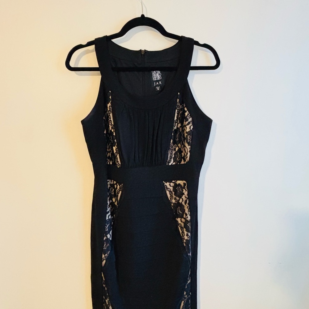 Jax Black and Tan Halter Bodycon Midi Dress